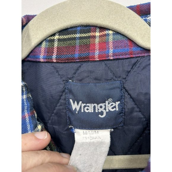 Wrangler Jacket Mens M Red  Plaid Pearl Snap Flannel Quilted‎ Western Shirt Coat - Picture 5 of 12